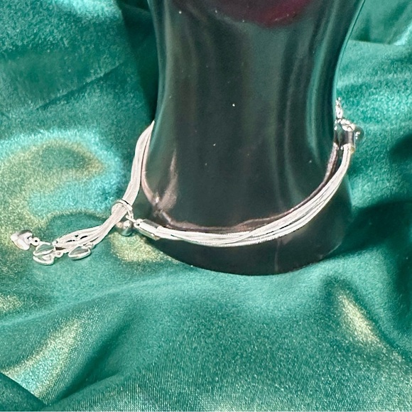 925 Sterling Silver Plated Five-Strand Heart Charm Bracelet – Adjustable - Picture 1 of 17